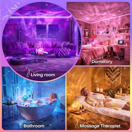 3-in-1 Sunset/Ocean/Northern, Remote, 6 Brightness, 1 Hr Timer, Made of Glass & Wood, Bedroom, Bathroom, Dorm,Halloween Light Ambient Lighting, 16 Colors Led Lights for Bedroom, Gift Ideas, Room Decor B0DG92NWYG
