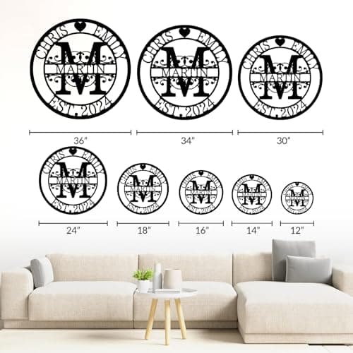 Custom Metal Signs | Personalized Monogram Name Sign | Wedding Gifts for Couples 2025 | Outdoor Wall Art for Family Name | Anniversary Wedding Gifts for Women, Wife, Parents, couple