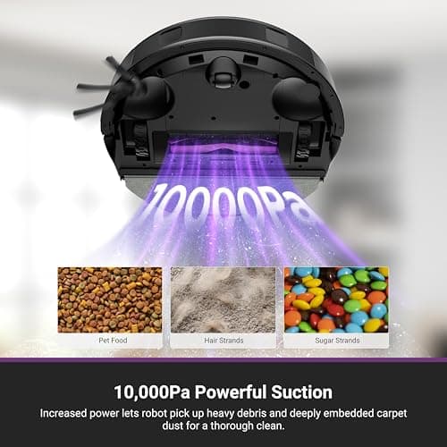 Eureka E20 Evo Plus Robot Vacuum and Mop Combo, 10,000Pa Suction Robot Vacuum Cleaner Bagless Self-Emptying Station, 45-Day Capacity Anti-Hair-Tangling Side Brush Mop Lifting App Control LiDAR Nav