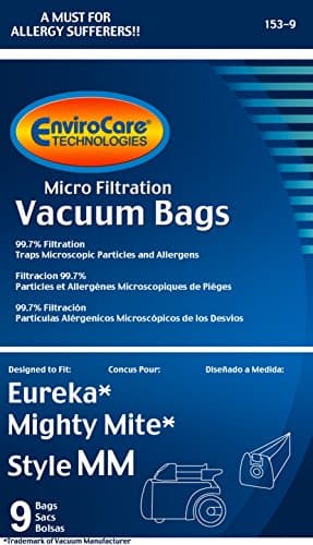 9 micro filtration Vacuum Bags for Eureka MM Mighty Mite 3670 and 3680 Canister