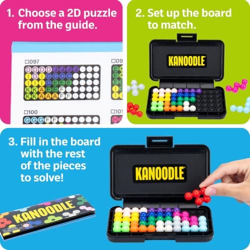 Educational Insights Kanoodle - Original 3D Brain Teaser Puzzle, Single Player Mind Challenge Toys, Handheld Travel Games, Challenging Logic Puzzles and Gifts for Kids, Teens & Adults Ages 7+