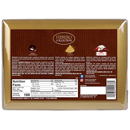 Ferrero Collection Fine Assorted Confections, Premium Chocolate Variety Pack with Ferrero Rocher, Raffaello, and Rondnoir, 6.1 oz, Gift Box for Sharing with Family and Friends