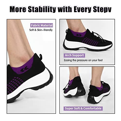 STUNAHOME Orthopedic Sneakers Breathable Women Walking Shoes Slip on Trainers Women's Comfortable Casual Ladies Athletic Shoe Thick Bottom