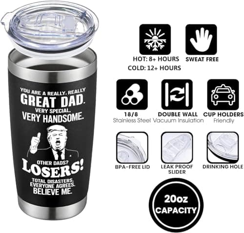Gifts for Dad from Daughter, Son, Kids on Fathers Day, Christmas, Birthday - Funny Dad Birthday gift Ideas -Fathers - Best Dads Ever Gifts, Pefect for 20oz Stainless Steel Tumbler