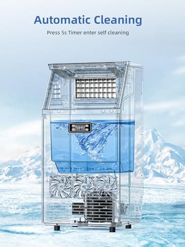 COWSAR Commercial Ice Machine, 100Lbs/24H Stainless Steel Undercounter Ice Maker with 33Lbs Storage Capacity, Self-Cleaning Freestanding Ice Machine for Home, Bar, Restaurant, Office, Outdoor