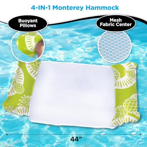 Waterlife 4-in-1 Pool Hammock 2-Pack, Inflatable Pool Chair Float, Water (Saddle, Lounge Chair, Drifter), Navy Blue and Green
