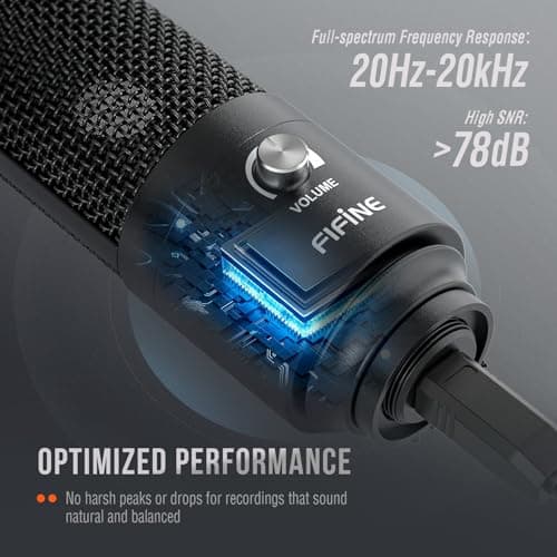 FIFINE Studio Condenser USB Microphone Computer PC Microphone Kit with Adjustable Boom Arm Stand Shock Mount for Instruments Voice Overs Recording Podcasting YouTube Vocal Gaming Streaming-T669