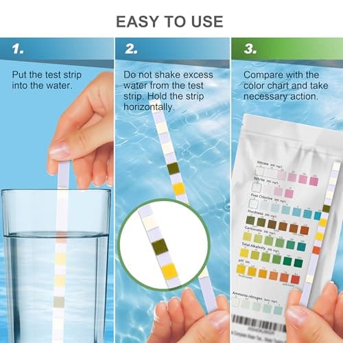 AAwipes Aquarium Ammonia Test Strips 8-in-1 |25 Strips | Quick & Accurate Water Testing Test pH, Carbonate, Alkalinity, Hardness, Chlorine, Nitrite, etc. (K02-25)