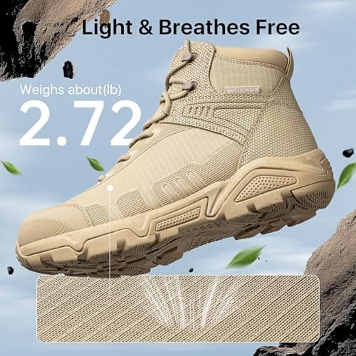 FREE SOLDIER Men's Waterproof Tactical Work Boots Lightweight Comfortable Combat Hiking Boots