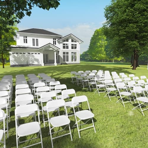 White Folding Chairs 2 Pack, Plastic Folding Chairs Outdoor Indoor, 350lb Capacity, Portable Event Chair, Lightweight Folding Chair, for Events Office Wedding Party Rental Picnic Patio