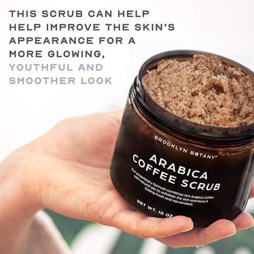 Moisturizing & Exfoliating Face, Foot & Hand Scrub, Natural Softening Formula for Smoother, Softer & More Even Complexion Brooklyn Botany Arabica Coffee Body Scrub - 10 oz B07GQ4W15V