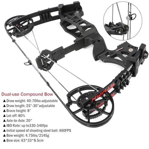 Compound Bow Dual-use for Arrows and Steel Ball,Hunting Bows,40-70lbs Adjustable,Short-Axis Compound Bow Set for Archery Outdoor Hunting Target Shooting Bow Fishing