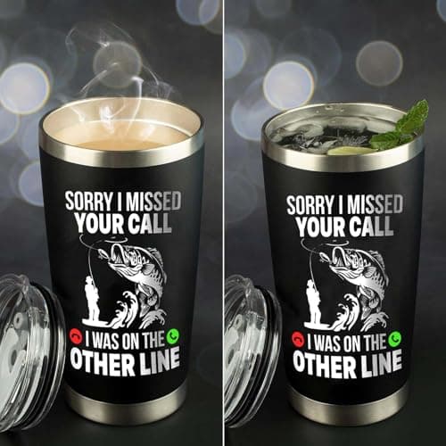 Funny Fish Gifts for Men - Sorry I Missed Your Call I Was On The Other Line Fish Tumbler - Fish Cup for Men - Fathers Day Christmas Birthday Fisherman Gifts - Fisherman Retirement Gift B0GQ3RCLNH