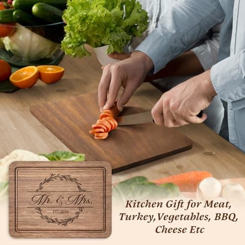 Engraved with "Mr. and Mrs. EST. 2026"- Mr and Mrs/Wedding/Engagement Gift for Newlyweds Bride and Groom, 11" L x 8.5" W Craftique Wedding Gifts for Couples 2026, Bridal Shower Gifts-Cutting Board B0FQ579CB9