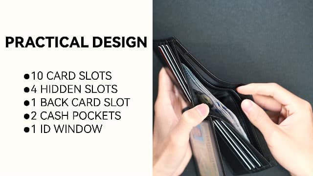 Swallowmall Leather Wallet for Mens Genuine Leather RFID Blocking Bifold Wallets with 1 ID Window 15 Card Slots