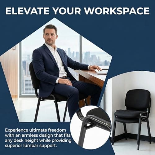 Shunzhi Waiting Room Chairs Set of 5 Stackable Conference Room Chairs Reception Guest Chair for Breakroom/Lobby/Meeting/Church/School/Hall/Hotel, Black Mesh,5PCS