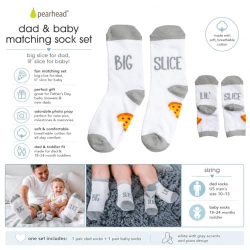 Parent And Baby Socks, Big And Little Slice Design, New Dad Gift, Baby Keepsake, Coordinating Family Apparel Pearhead Dad And Baby Matching Pizza Sock Set B08X8YF5L3