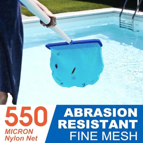 Poolvio Professional Pool Net, Upgraded Self-Repair Heavy Duty Nylon Mesh, Pool Skimmer Net with Extra Wide Scoop Edge, Pool Nets for Cleaning Leaves, Debris(No Pole)