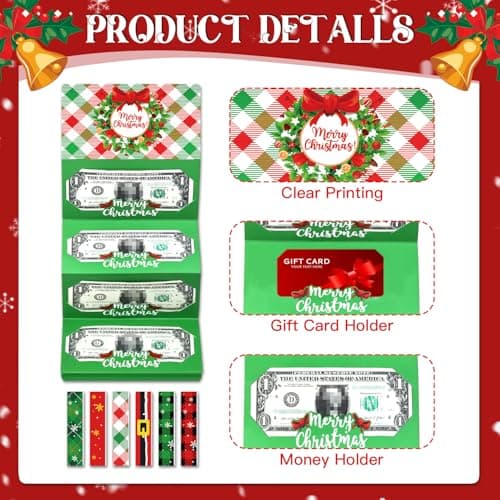 6-Slot each Bill & Gift Card Holder for Xmas Gifts, Xmas Money Holder for Cash Gift Ideas 6Pcs Christmas Money Holders Cards Booklet for Christmas Cash Gifts B0FMJNJ1T2
