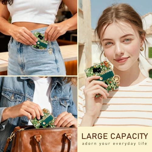 Jogjam Black Cat Floral Rfid Women Wallet, Small Slim Thin Credit Card Wallet, PU Leather Bifold Cash Zipper Coin Pocket ID Window for Female Ladies Teen Girls Girly