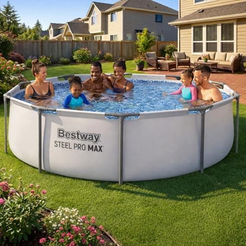 Bestway Steel Pro MAX 10' x 30" Above Ground Pool, Round Metal Frame Outdoor Swimming Pool Set with Filter Pump & Type I Cartridge, Gray