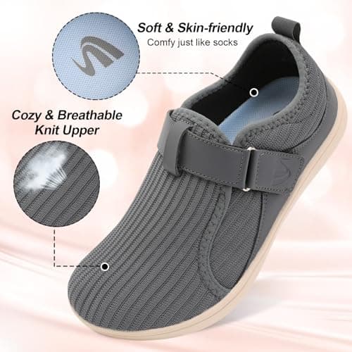 Spesoul Wide Womens Walking Shoes Adjustable Diabetic Shoes Breathable Zero Drop Barefoot Shoe Neuropathy Edema Nursing Shoe Wide Width Sneakers