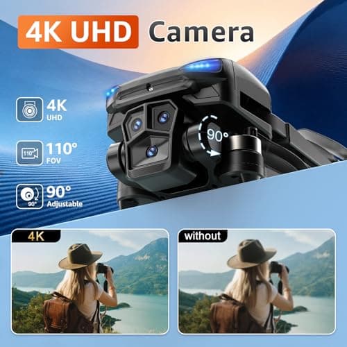GPS Drone with Camera for Adults - 4K Drone with 4.5” FPV Screen Controller, 60 Min Flight, Brushless Motor Foldable Quadcopter, Auto Return, Follow Me, 3 Speed Modes for Beginners - Gift Under 249g