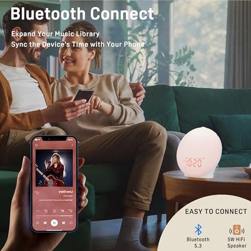 Wake Up Light Sunrise Alarm Clock for Kids, Heavy Sleepers, Bedroom, with Sunrise Simulation, Sleep Aid, Dual Alarms, FM Radio, Snooze, Nightlight, Daylight, 7 Colors, 7 Natural Sounds, Ideal for Gift