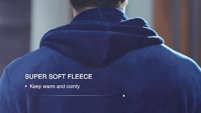 DAVID ARCHY Men's Hooded Robe Soft Coral Fleece Microfiber Bathrobe