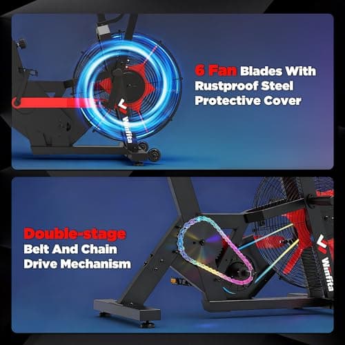 Air Bike,Air-Resistance Exercise Fan Bike With Dual Acction Handlebars for Home Cardio Workout,Adjustable Indoor Cycling Bike,330lb Weight Capacity APP Connection Customizable Monitor