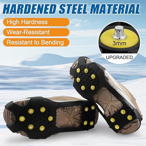 AGOOL Ice Cleats Snow Traction Cleats Crampons for Shoe and Boots Non-Slip Overshoe for Walking on Snow and Ice Rubber Walking Cleats Anti Slip Crampons