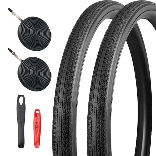 2-Pack 700x28/32/35c Road Bike Tire Set, Foldable Tires with Presta Valve FV48 Inner Tubes and Tires Lever,Suitable for Road Bikes、City Bikes、Touring Bicycle Bike