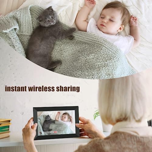 MEZED 10.1'' Digital Picture Frame，Smart Digital Photo Frame with 1280x800 IPS Touch Screen, Auto-Rotate and Slideshow, Easy Setup to Share Moments Via APP from Anywhere Anytime