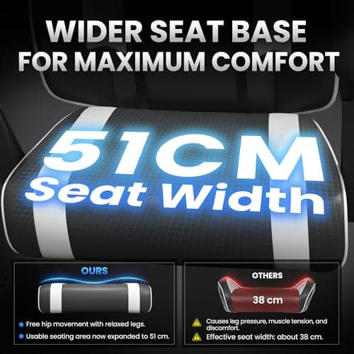 Gaming Chair for Adults Gamer Game - Ergonomic Gaming Chair with Footstool, Headrest, and Lumbar Support Height Adjustable Leather Game Chair’s 200 KG Load Bearing Capacity White
