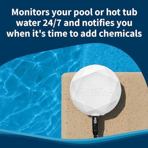 Crystal Smart Water Monitor for Chlorine & Bromine Pools, Hot Tubs & Swim Spas - 24/7 Continuous Digital Water Testing with App Notifications & Customized Chemical Dosing (New Model)
