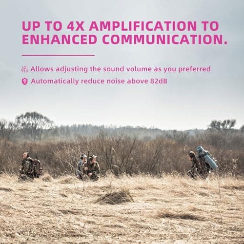 PROHEAR Electronic Ear Protection for Shooting with 4X Sound Amplification, Gun Range Hearing Protection Muffs, NRR 23dB Noise Reduction Headphones for Hunting, Pink