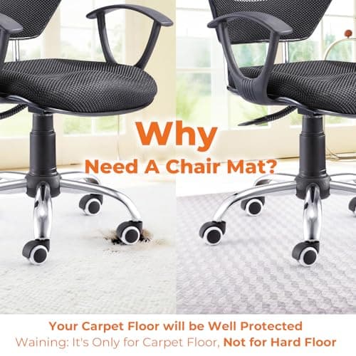 Office Chair Mat for Carpeted Floors, 48" x 30" Desk Chair Mat for Rolling Chairs on Low Pile Carpets, Easy Glide Floor Mat for Home, Gaming