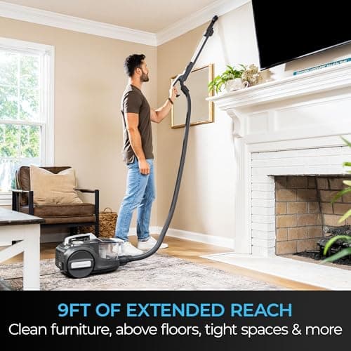 Kenmore DC5070.01 Upgrade 500 Series Bagless Canister Vacuum with Hair Eliminator Brushroll，2-Motor Cyclonic Technology, HEPA Filtration & 24' Auto Cord Rewind for Pet, Carpets, Hard Floors, Stairs