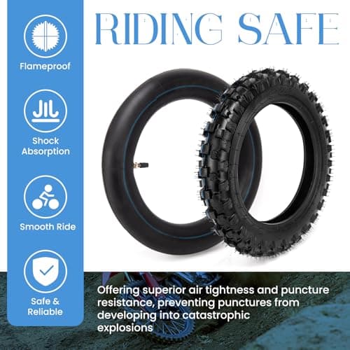2.50-10 Dirt Bike Tire, 2.5-10" Off-Road Tire and Inner Tube for Dirt Bike with 10" Rim Compatible with Honda CRF50/XR50, Suzuki DRZ70/JR50 and Yamaha PW50