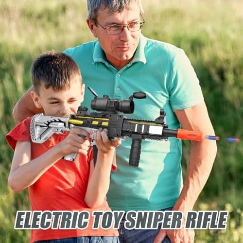 Realistic Toy Foam Blaster Gun - Electric Sniper Rifle with Scope 120 Soft Bullets 3 Magazines, Automatic Dart Gun for Boy Ages 8-12 Years Old, Indoor Outdoor Gifts for Adult Kid Christmas Birthday