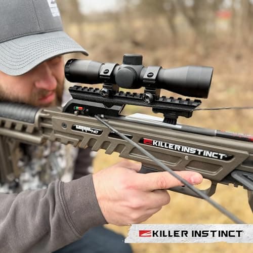 Killer Instinct LTL 405HD Crossbow Bundle, 405 FPS Compact Crossbow with Lumix 4x32 Scope, Anti Dry Fire Safety, Rope Cocker and 2 Carbon Bolts, Hunting Crossbow Kit