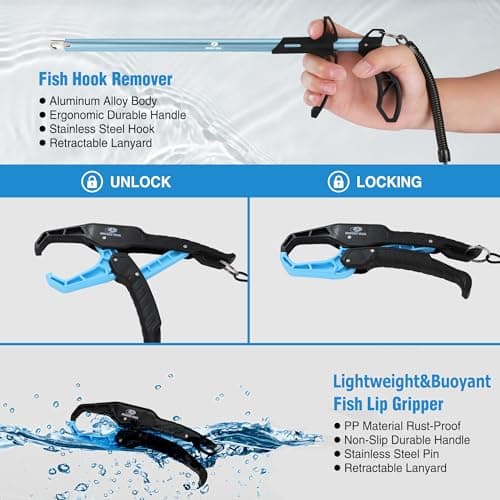 Mossy Oak Fishing Tools Kit- Fishing Plier, Fish Lip Gripper, Multifunctional Fishing Hook Remover with Lanyards Sheath, Saltwater Resistant Fishing Accessories & Equipment, Fishing Gifts for Men