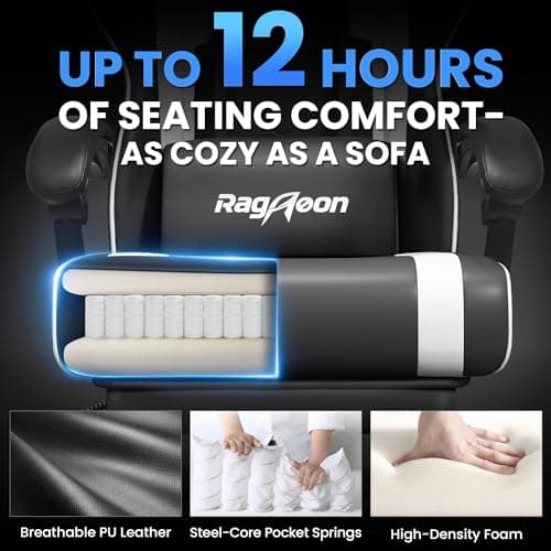 Gaming Chair for Adults Gamer Game - Ergonomic Gaming Chair with Footstool, Headrest, and Lumbar Support Height Adjustable Leather Game Chair’s 200 KG Load Bearing Capacity White