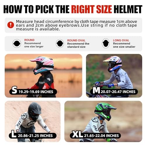 Kids Dirt Bike Helmets Youth ATV Helmet, Kids Motocross Helmet for Off Road, UTV, BMX, Street Riding Motorcycle Helmet with Goggles Gloves, DOT Approved