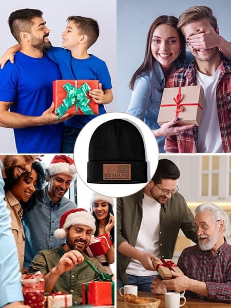 Mens American Flag Beanie Hat Best Dad Brother Papa Husband Ever Gifts Christmas Stocking Stuffers from Son Daughter Sister B0DLMRLLH1