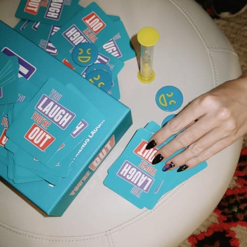 You Laugh You're Out A Party Game with Hilarious Charades Family Card Games for Adults & Kids, 125 Prompt Cards Fun Card Games for Family Game Nights, Gatherings, & Parties Ages 14+
