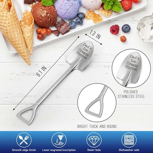 Christmas Father Gifts for Dad Daddy Father-in-Law Grandpa, Dad Birthday Gift from Daughter Son Father's Day Papa Grandfather Husband Brother Uncle, Funny New Bonus Step Dads Ice Cream Shovel Spoon