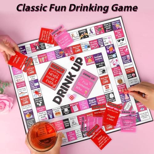 Drinking Board Games for Adults Waterproof Rubber Mat Drink Up Board Games Adult Tipsy Funny Party Interactive Drinking Games Ideal for Game Night Birthday Party Play, Age 21+, 2-8 Players