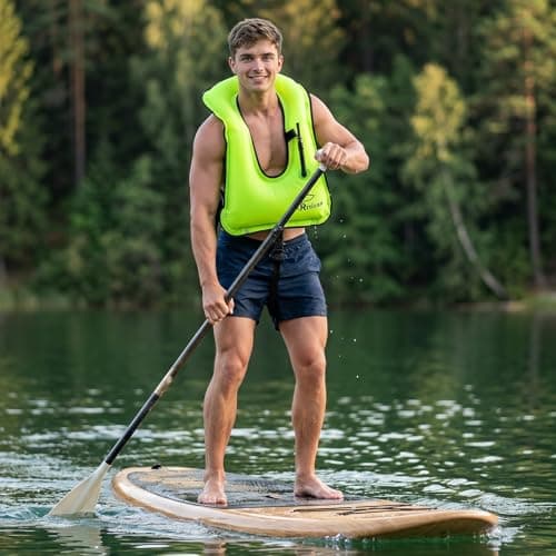 Rrtizan Snorkel Vest, Adults Portable Inflatable Swim Vest Jackets for Snorkeling Swimming Diving Safety Load up to 220 Ibs