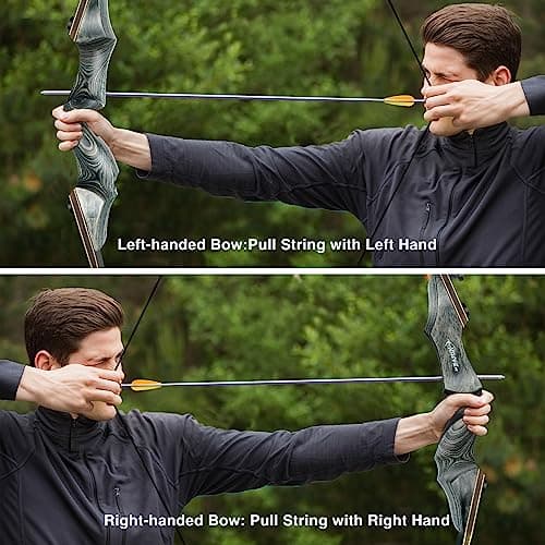 Black Hunter Takedown Recurve Bow, 60" Right Handed & Left Handed Archery Recurve Bows with Ergonomic Design for Adults Beginners to Advanced Outdoor Practice & Hunting (25-60 lbs)